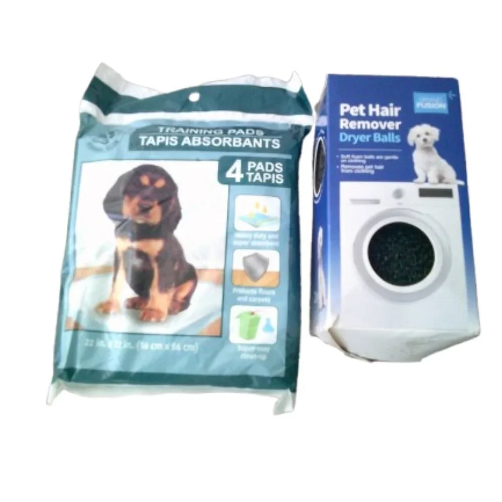 Lot of 2: Dog Training Pads, 4 Pack + Pet Hair Remover Dryer Balls (2) New IP